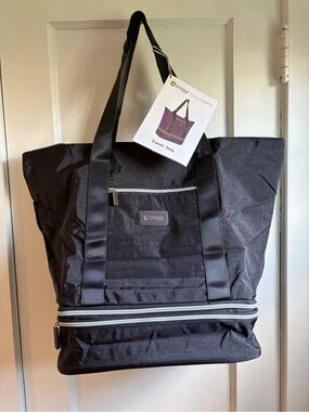 Biaggi Travel Tote Black Microfold Carry-On Packing Cube Adjustable Vacation